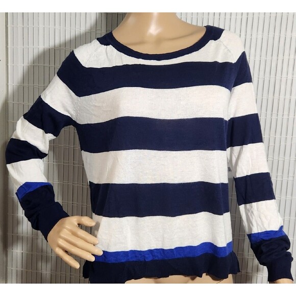Dip Long sleeve Blouse Sweater For Women Lightweight Color Blue Navy White B11 - Picture 1 of 11